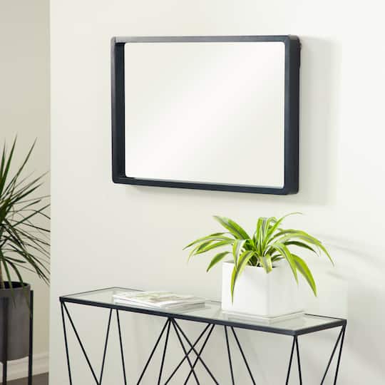 36" Black Contemporary Wood Wall Mirror